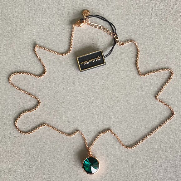 Butler Emerald Green Crystal Rose Gold Tone Necklace - Picture 3 of 9